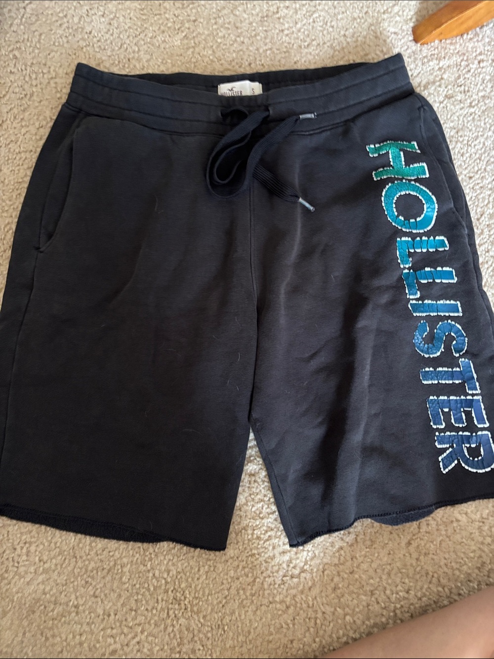 Hollister Black Athletic Shorts with Teal Logo